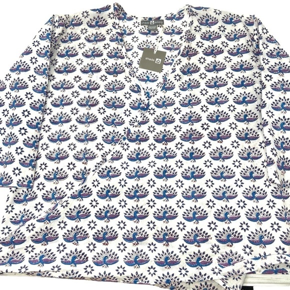 Shade Amour Wrap Top Blue Peacock 100% Cotton Made in India 4 ways to wear NWT - Picture 4 of 12